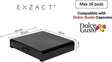 Тримач для капсул кави Exzact, сумісний з Dolce Gusto (32 капсули) – стійка для капсул кави Dolce Gusto, диспенсер/стійка/тримач капсул – 360° обертання та протиковзаюча поверхня (Dolce Gusto x 36)