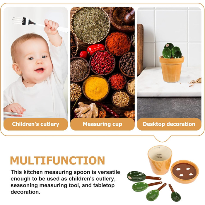Zerodeko 1 Piece Cactus Measuring Spoon Coffee Measuring Sugar Scoop Cactus Figurine Measuring Teaspoon Measuring Spoon Salt Spoon Measurement Sugar Spoon Flour Measuring Spoon Baking Tl Spice Milk Powder Ceramic
