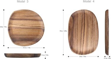 Set of 4 Serving Trays, Irregular Round Wooden Plates & Platters for Snacks, Cheese, Appetizers, Dessert, Sushi, Fruit, Salad, Wooden Serving Board