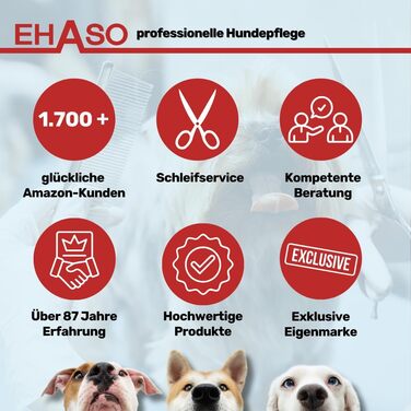 Ножиці для грумінгу собак EHASO Premium, 10 см, з круглою кінцівкою | Професійні ножиці для собак, точні та зручні | Підходять для всіх порід