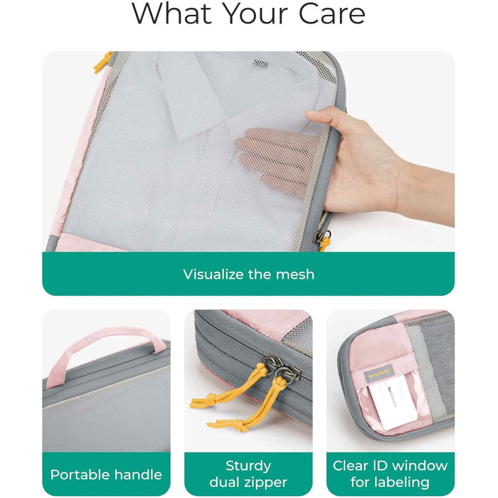 Набір органайзерів для одягу BAGSMART 6 шт. з мішком для білизни - набір кубиків для подорожей, рюкзака, валізи