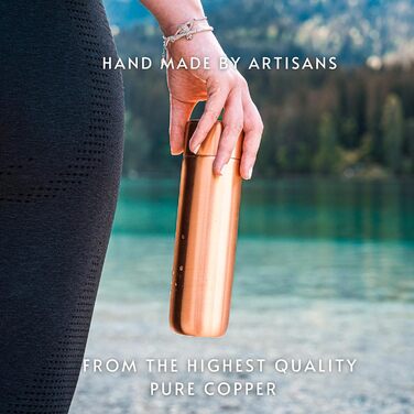 Copper Drinking Bottle, approx. 500 ml, modern vintage design, Ayurvedic copper vessel, drink more water, reduce your sugar intake, and enjoy the health benefits immediately.