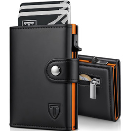Чоловічий гаманець TENBST з відділом для монет, Slim Wallet, картхолдер на 8-10 карт, RFID захист, преміум якість, чорний