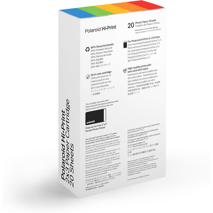 Polaroid Hi-Print 2-ге покоління: Bluetooth-принтер для фотографій 2x3 дюйми (білий) + плівковий пакет (20 шт.)