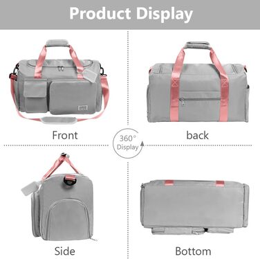 Спортивна сумка Flintronic 35L: водонепроникна дорожня сумка-валіза для подорожей, вихідних та спорту (з бізнес-ідентифікатором) - синій (#4 сірий & рожевий)