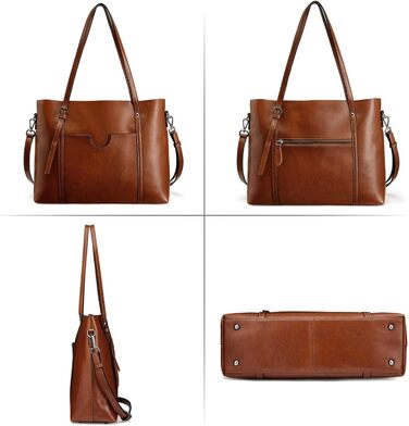Сумка жіноча S-ZONE 3 в 1 з натуральної шкіри (темно-коричнева) - шопер, кросбоді, для ноутбука
