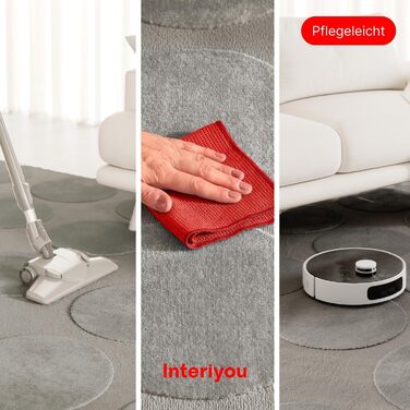 Килимок Interiyou для вітальні Cannes, 120x170 см, кремовий. Підходить для спальні, їдальні, дитячої кімнати. Килимок з коротким ворсом, скандинавський бохо-дизайн, ефект висоти-глибини, геометричний малюнок. Розмір 160 x 230 см, сірий колір (прямокутний)