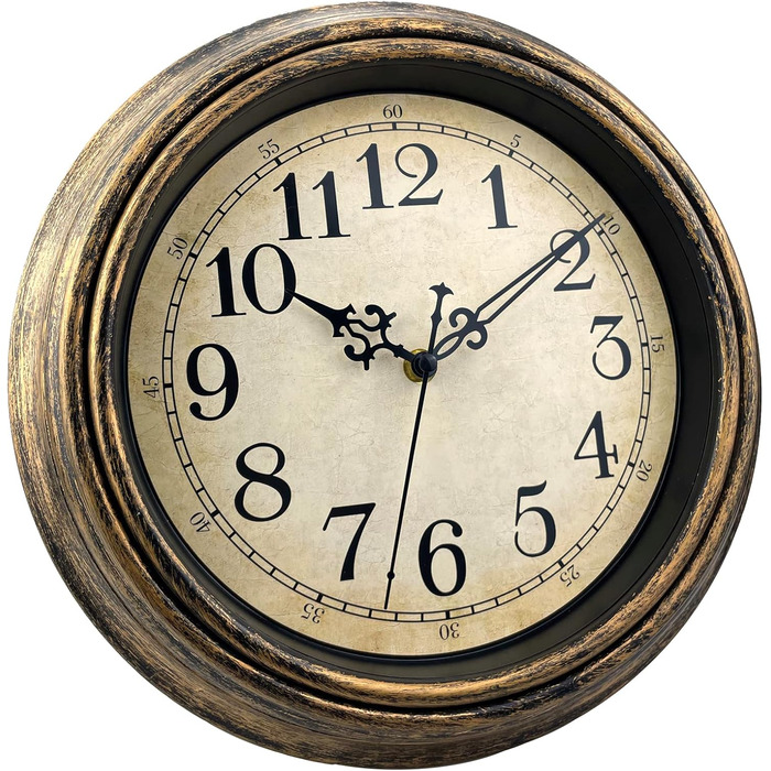 Plumeet Extra Large Wall Clock Classic 40.6cm, Quiet Retro Wall Clock without Ticking Sounds for Living Room - Bedroom - Battery Powered (Arabic Numerals)