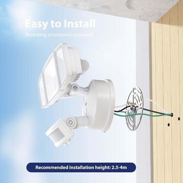 Onforu LED Floodlight with Motion Sensor Outdoor 55W, 5000 LM LED Floodlight, Outdoor Spotlight with Adjustable 3 Heads, 6500 K Cold White Spotlight, IP65 Waterproof Floodlight for Garage, Garden, Yard (White)