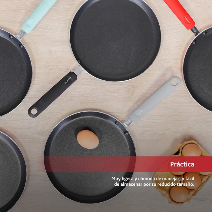 Сковорода RENBERG JAZZY 24 см з антипригарним покриттям, червона, індукція, алюмінієва з м'якою ручкою