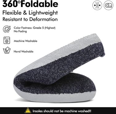 Тапочки халатні Mishansha з фетру зимові, зручні для жінок та чоловіків, розмір 36-48 (37 EU), глибокий чорний колір