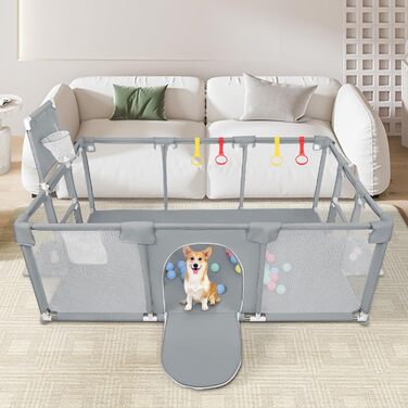 Лягувачка для цуценят з дверцятами, 180x120x66 см. Міцний загін для цуценят та маленьких собак з нейлону, легко миється, для використання в приміщенні та на вулиці.