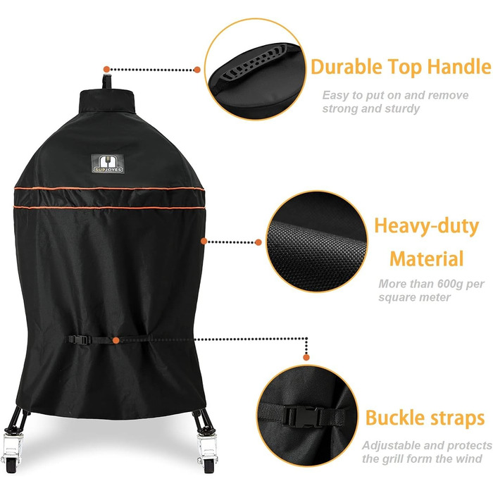 SUPJOYES Grill Cover for Kamado Joe Classic Charcoal Grill, Waterproof, Durable, Kamado Joe Grill Accessories