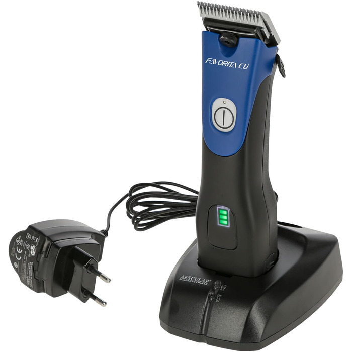 Машинка для стрижки собак та коней Aesculap Favorita CLi акумуляторна з набором гребінців | Професійна ергономічна машинка для собак | LED-дисплей | Машинка для стрижки тварин (Блакитна)