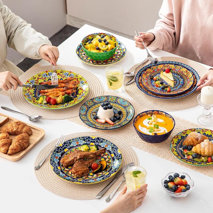 Набір посуду з порцеляни Vancasso на 6 осіб (18 предметів): тарілки, десертні тарілки, миски, серія KRVI