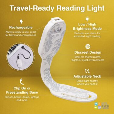 Flexilight LED ліхтарик для читання з кліпсою та зарядкою 2-в-1 | Лампочка-закладка для книг | Дитячий та дорослий ліхтар для читання | Аксесуари для книг | Подарунок для книголюбів (Лінивець, новий)