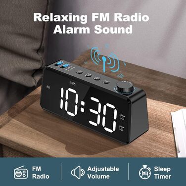 ANJANK FM Radio Alarm Clock with USB Charging Port | Dual Alarm with Weekday/Weekend Settings | 0-100% Dimmable and 6.5