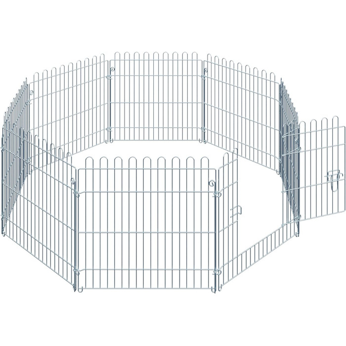 Клітка-загон для цуценят PawHut 8-секційний, срібна, 63 x 60 см