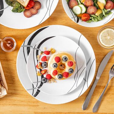 VEWEET Набір посуду 18 предметів на 6 осіб, порцеляновий сервіз, 6 тарілок для їжі, десертних та супових тарілок, сервіз Fiona