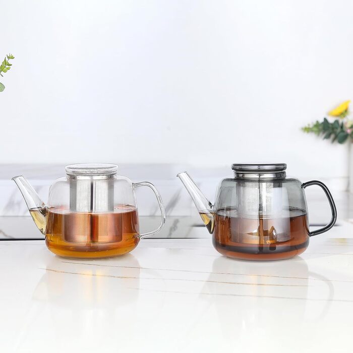 Скляний чайник Easyworkz з боросилікатного скла 1500 мл з вийманим ситом із нержавіючої сталі для листового, фруктового та трав'яного чаю, прозорий