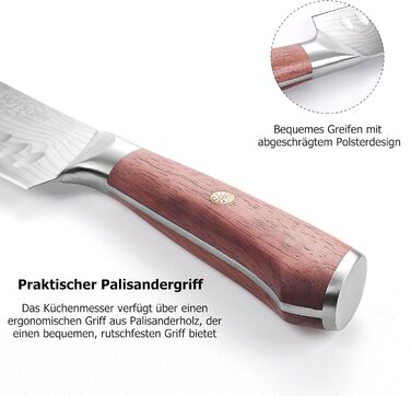 Професійний кухонний ніж Santoku 18 см з японської нержавіючої сталі з високим вмістом вуглецю, ергономічна ручка, для дому та ресторану