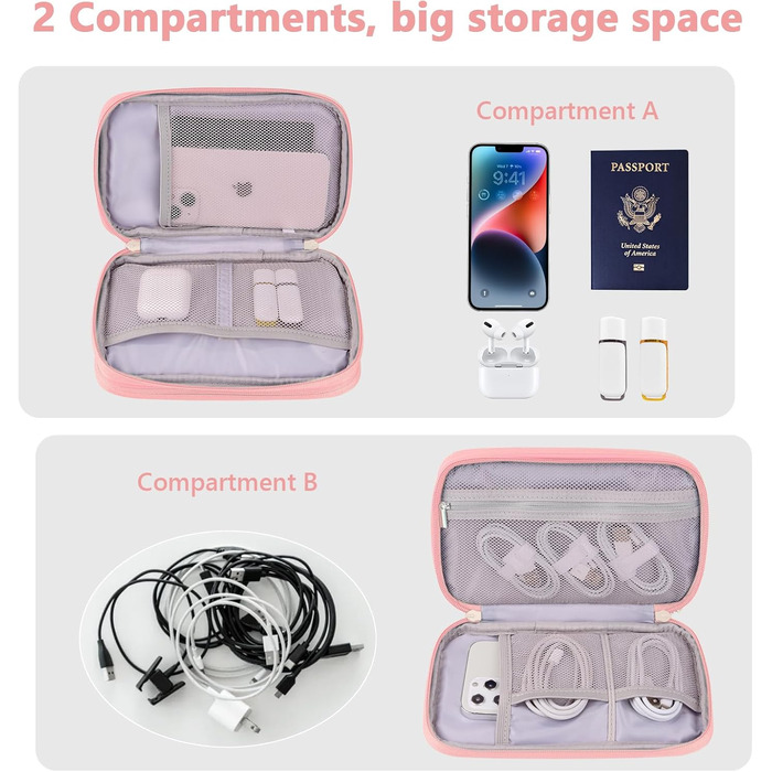 Органайзер для подорожей DDgro, водонепроникна сумка для аксесуарів, чорний, розмір L (рожевий, розмір M)