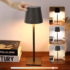 Світлодіодна настільна лампа Mkitnvy з акумулятором, бездротова, з димером та сенсорним управлінням, 3 режими освітлення, USB зарядка, водонепроникна IP54 для спальні, бару, ресторану (сіра)