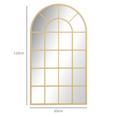 HOMCOM Wall Mirror, Wardrobe Mirror, 110 x 62cm Decorative Hanging Mirror with Metal Frame for Bedroom & Living Room in Gold