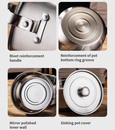 Набір кухонного посуду для кемпінгу, кухонний набір для відпочинку, каструлі та сковорідки для приготування їжі на вогнищі, містить дорожню сумку для 4-6 осіб