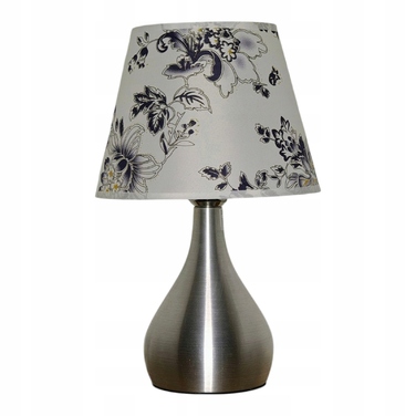 Сенсорна настільна нічна лампа з LED-абжуром, срібляста