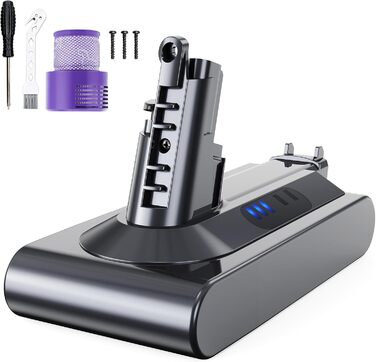 Запасний акумулятор 6000mAh для пилососів Dyson DC62, DC58, DC59, DC61, DC72, DC74, SV03, SV05, SV06, SV07, SV09 (2 фільтри + 1 щітка)