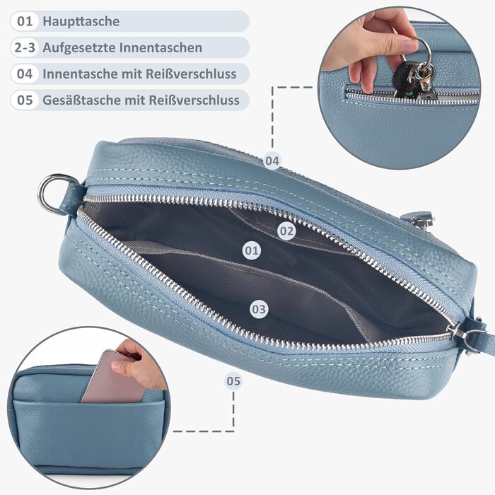 Сумка жіноча через плече BROTOU зі шкіри, чорна. Маленька сумка crossbody з широким ременем та відділеннями для карт