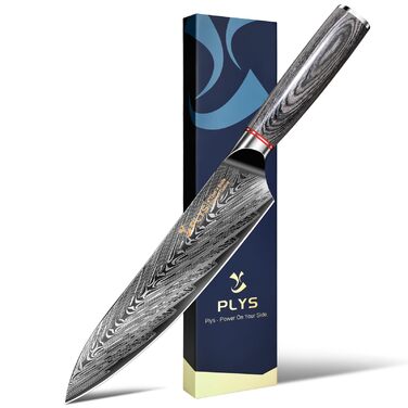 Ніж кухонний професійний Plys Schwarz Titan: гострий ніж для м'яса та овочів, сталь, дерев'яна ручка, подарунок для чоловіків