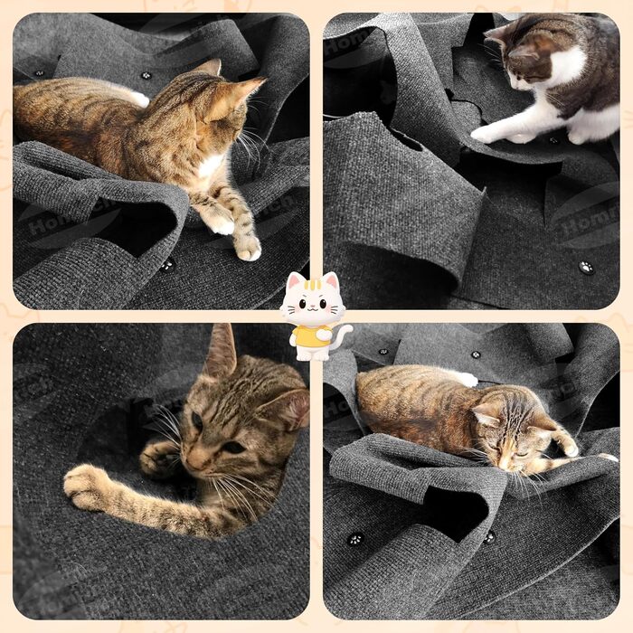 Килимок-ігровий для котів з тунелем та мішечком, інтерактивна іграшка, активний центр для котів, килимок для полювання, інтелектуальна іграшка, 100x100 см