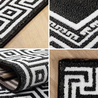 Килим для вітальні, спальні, їдальні, коридору, кухні. Сучасний килим з малюнком у клітинку, м'який, з коротким ворсом, легкий у догляді. Чорний, 140 x 200 см