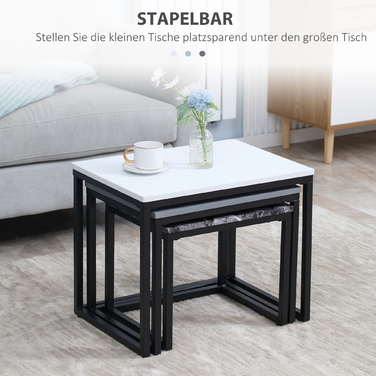 HOMCOM Coffee Table Modern Side Table Coffee Table with Metal Legs and MDF in 3 Colors for Living Room & Decoration