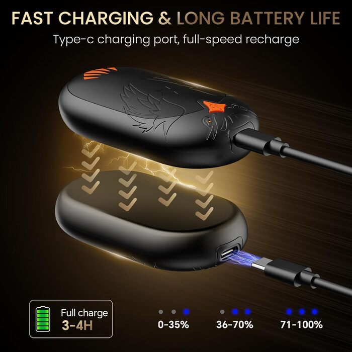 Електричні грілки для рук 2 шт. з підзарядкою USB, портативні кишенькові грілки 2-в-1 з 3 режимами нагріву, 24 години тепла, багаторазові, для активного відпочинку взимку, чорні, з магнітом