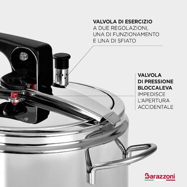 Каструля-скороварка Barazzoni Basic, 22 см, 5 л, індукція, нержавіюча сталь 18/10, Made in Italy