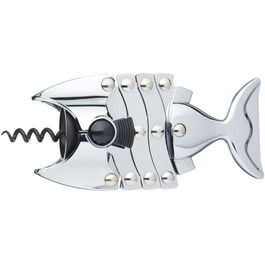 Штопор BarCraft Lazy Fish із нержавіючої сталі, сріблястий, 12x17x22 см, змішані матеріали