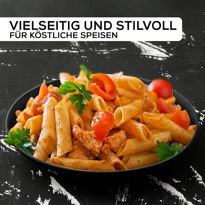 MIAMIO Набір посуду з 24 предметів з кераміки (тафельський сервіз) для 6 осіб, чорний колір, Palmanova Collection. Підходить для миття в посудомийній машині та використання в мікрохвильовці.