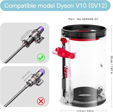 Прозорий контейнер для пилу SQLJYU для пилососів Dyson V10, SV12, SV13, SV27 - замінна частина