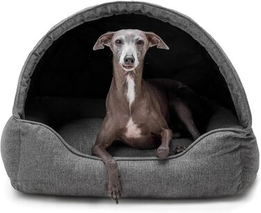Ліжко для собак Inari: хатинка-ліжко з дахом, 82x58 см, графіт