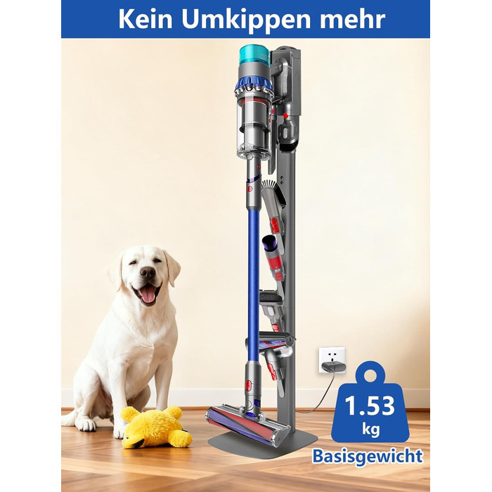 Настінна кріплення для пилососа Dyson (Gen5, V15, V12, V11, V10, V8, V7, V6) з вуглецевої сталі, сірий