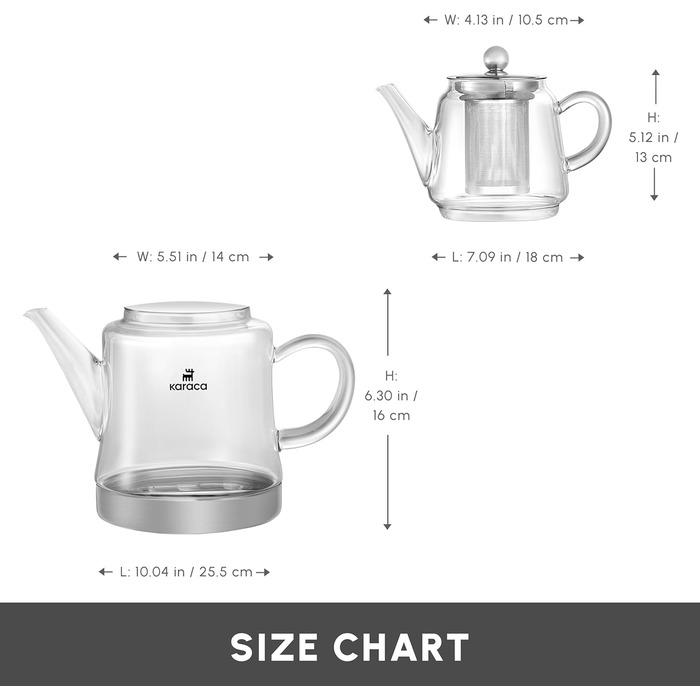 Karaca Dora Glass Teapot, 450 ml Teapot, 180 ml Kettle, suitable for gas and electric cooktops, Turkish teapot (çaydanlık), and teapot set, Teapot (not induction), Glass