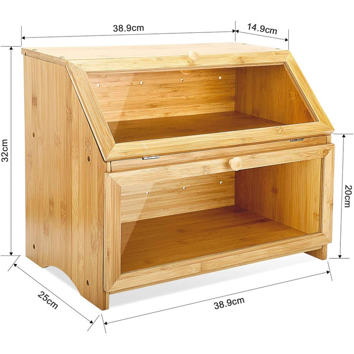 Leader Accessories Бамбуковий хлібний ящик з 2 ярусами, 39x25x32 см