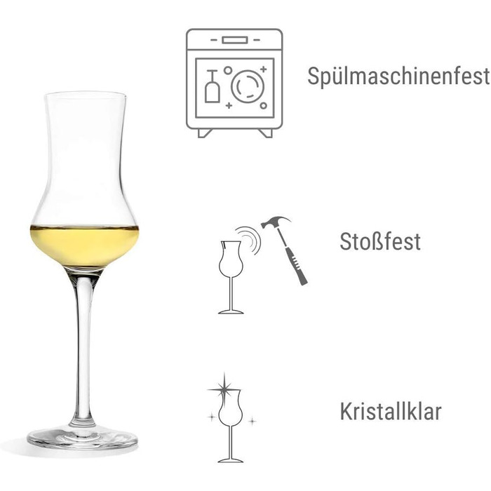 Набір келихів Stölzle Lausitz Grappa 6 шт, 90 мл для бренді, лікеру, граппи. Келихи зі ніжкою, преміум-якість, можна мити в посудомийній машині