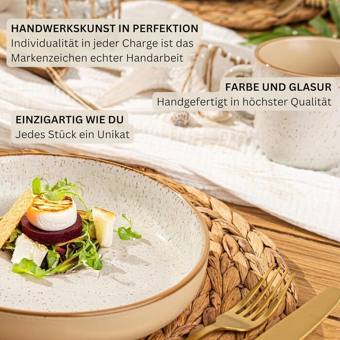 Набір посуду SÄNGER Rio 24 елементи: 6 тарілок, 6 тарілок для сніданку, 6 глибоких тарілок, 6 мисок для пасти, блакитний, Steingut, для 6 осіб