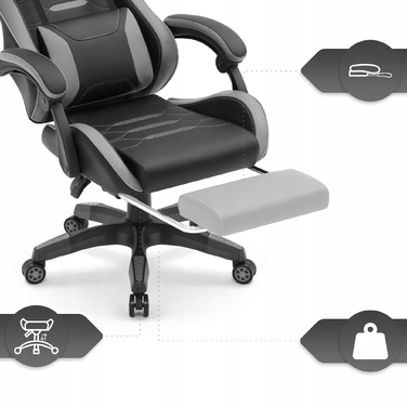 Ігрове крісло HELL'S CHAIR HC-1039 2.0 Black-Grey, тканина