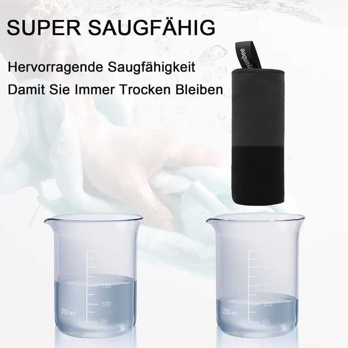 Набір рушників Leeyunbee з мікрофібри (2 шт.) - 160x80 см + 80x40 см, швидковисихаючі, для спорту, подорожей, пляжу (чорний)