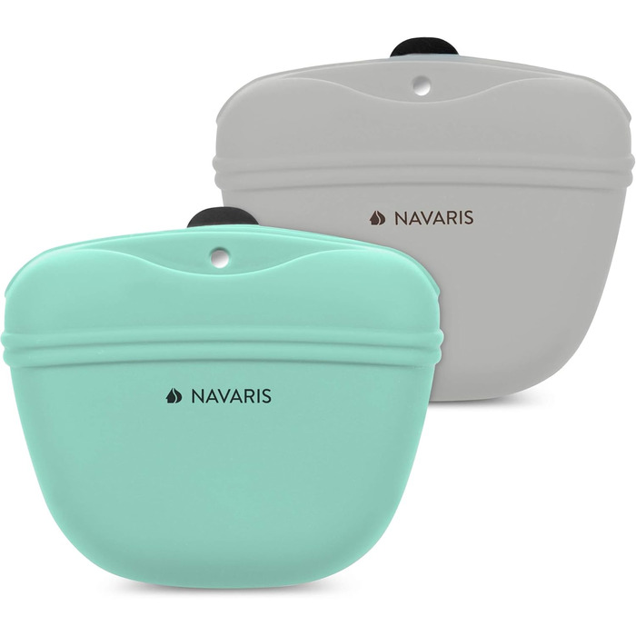 Набір з 2 Silikon Futterbeutel Navaris для собак - 2шт. Фурнітура для ласощів, сухого та вологого корму. Сірий & Червоний (Сірий & Синій)